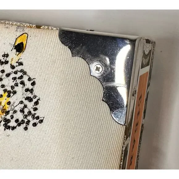 Vintage Imported Braciano Fine Cigars Beaded Box Case Purse Bag Night Skyline - Picture 13 of 16